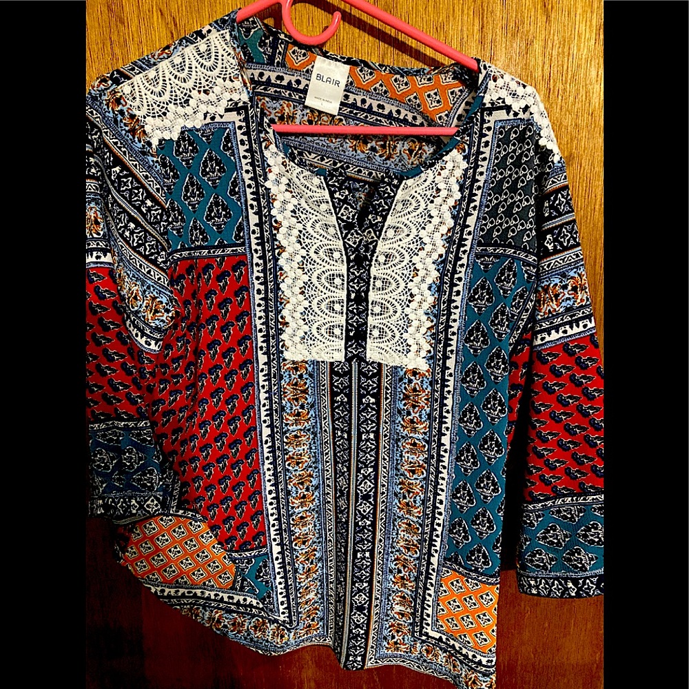 Bohemian blouse. 3/4 length sleeves